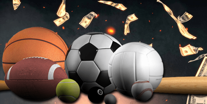 Money Falling on Several Sports Balls