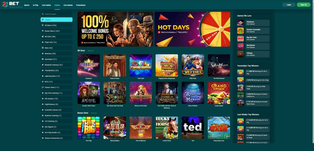 22Bet Casino Screenshot