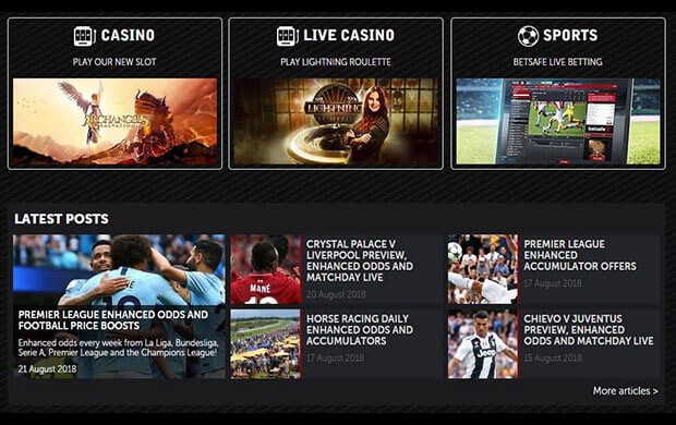 Betsafe Category Selection
