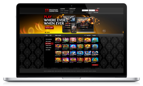 Dragonara Home Page in Laptop