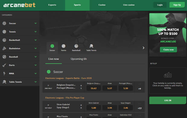 Arcane Bet Sport Page