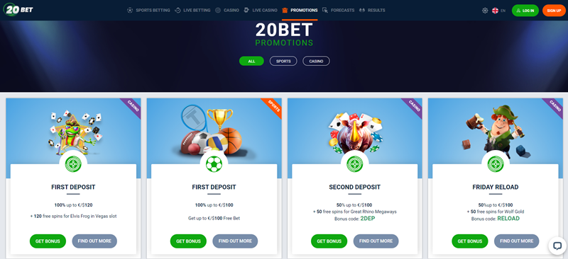 20Bet Bonuses