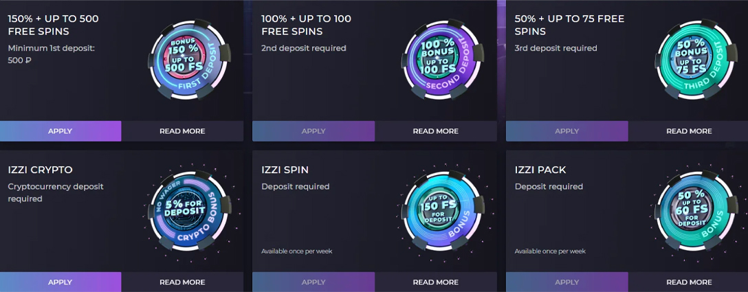 IZZI Casinio Bonuses