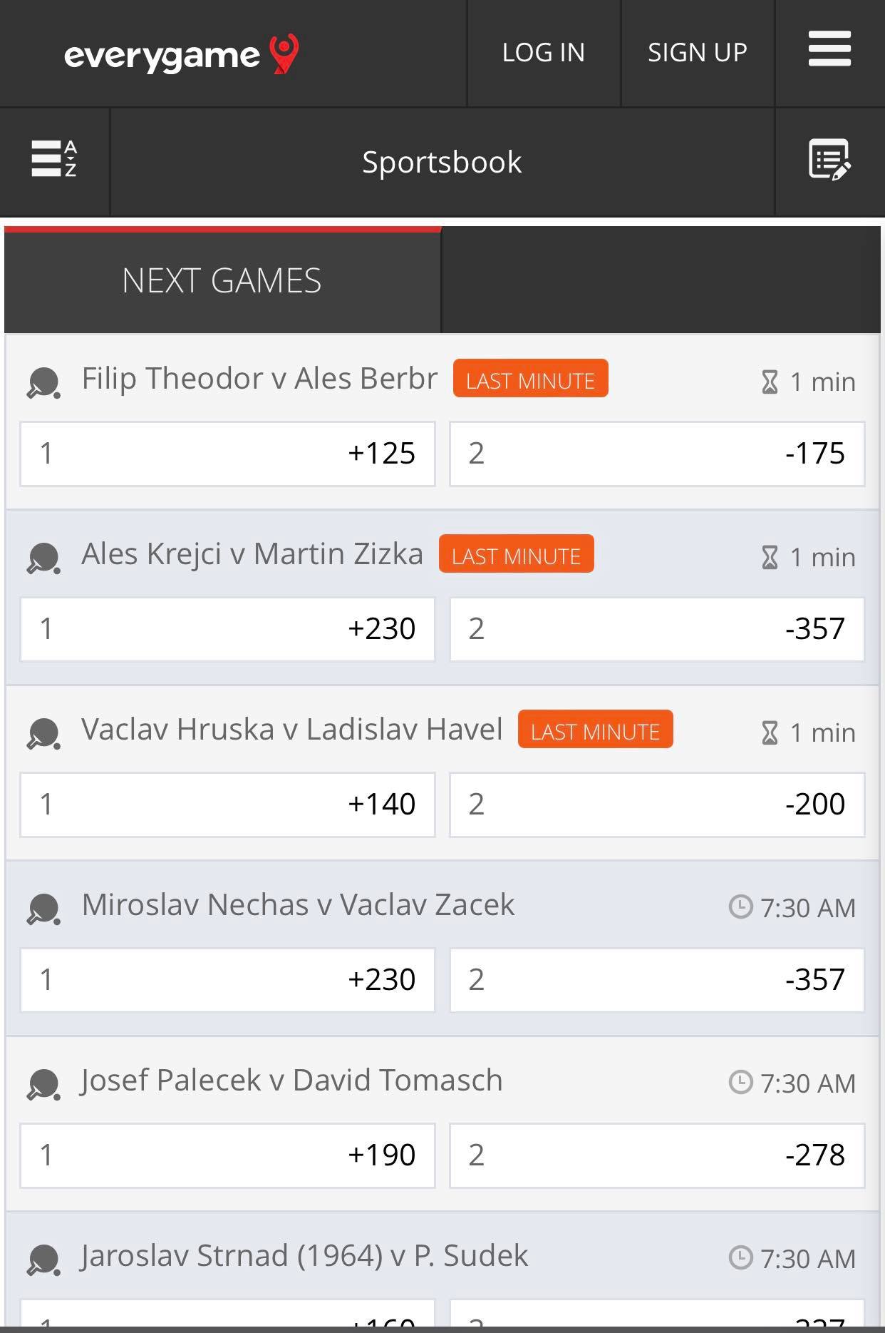 Everygame Mobile Site