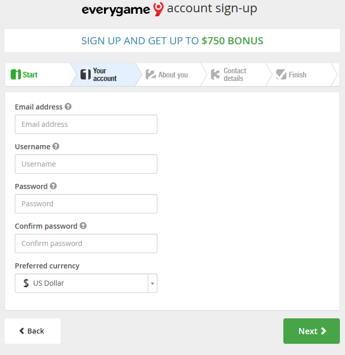 Everygame Sign Up