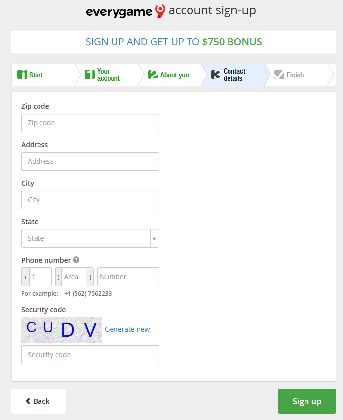 Everygame Sign Up