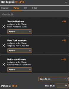 Parlay Betting Slip