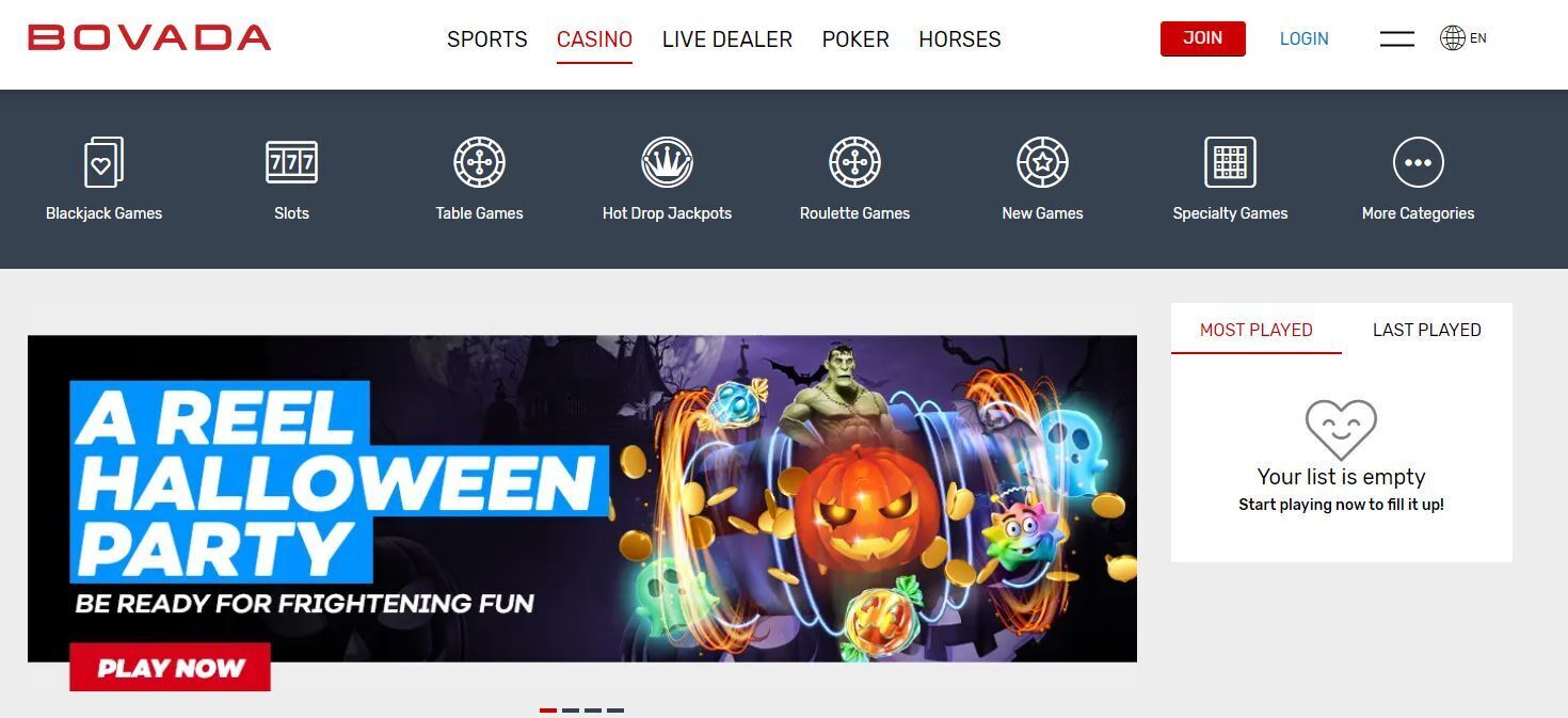 bovada casino screenshot