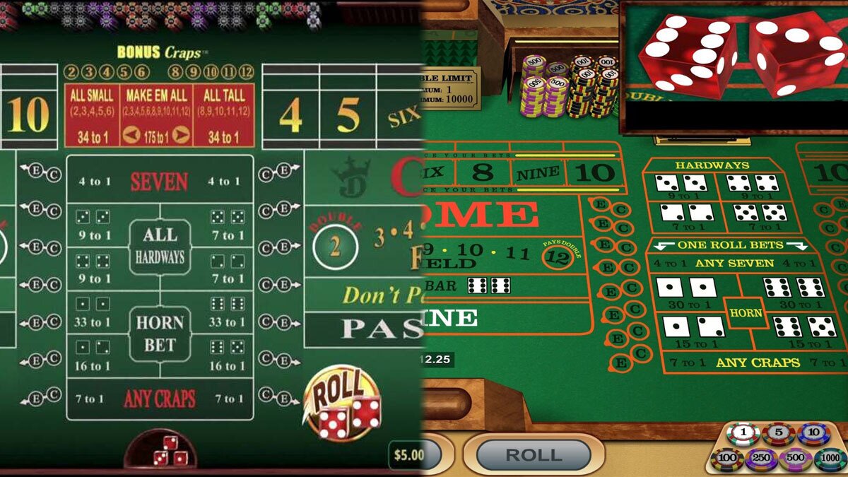 Two Craps Tables Showing the Available Bets