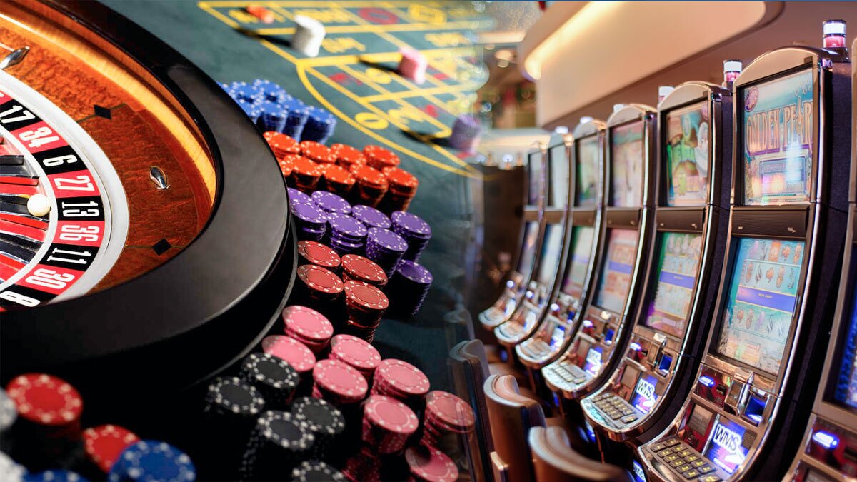 Roulette Table on the Left and Slot Machines on the Right