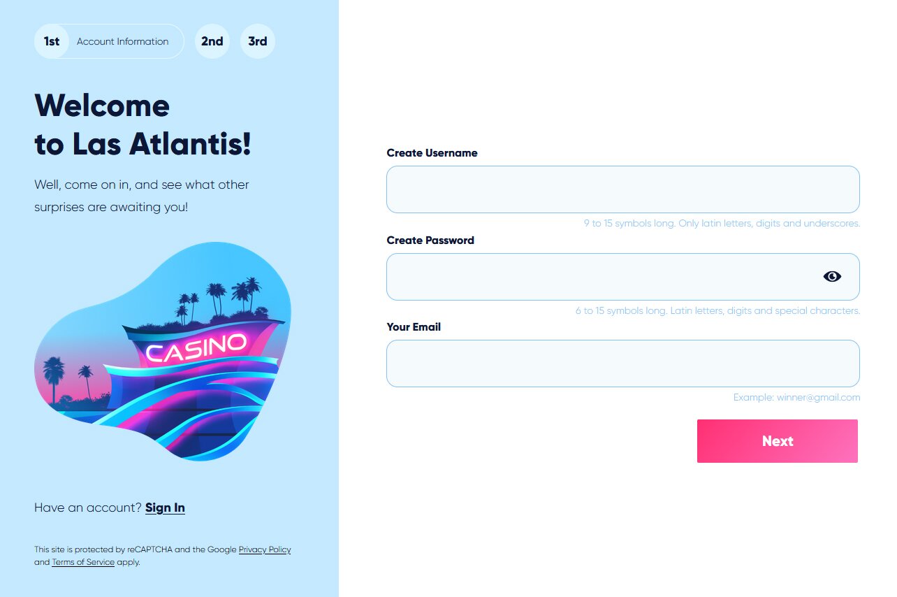 Las Atlantis Sign Up Create an Account