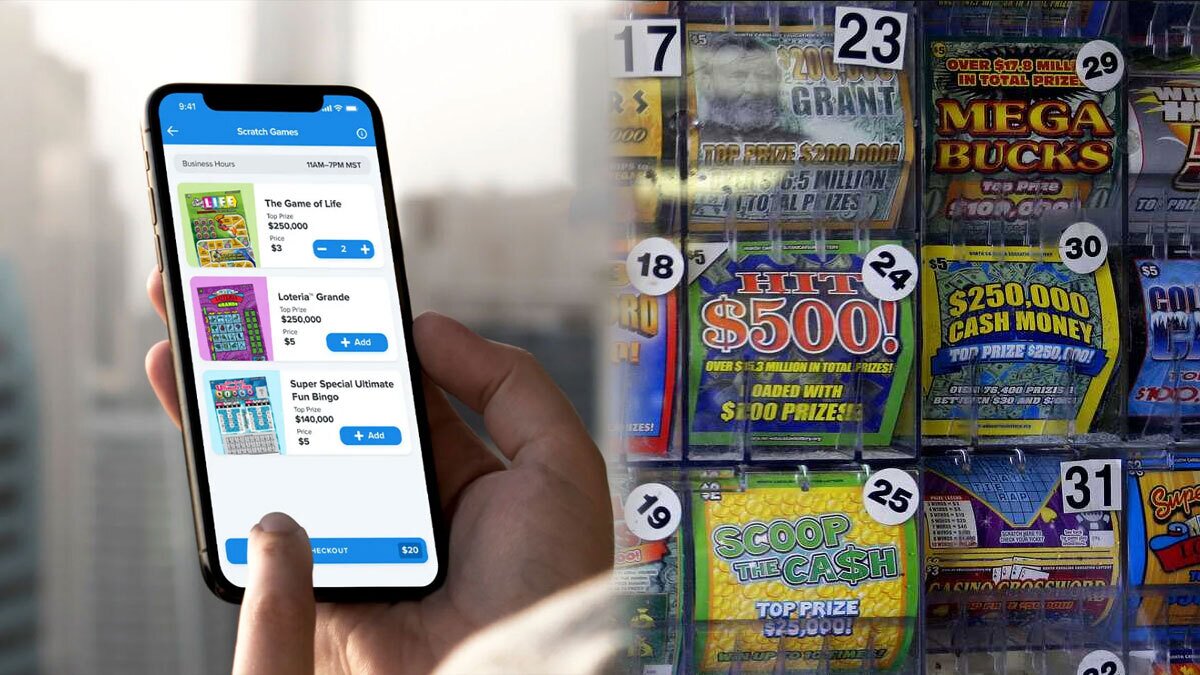 Mobile Device on the Left and Scratch off Tickets on the Right