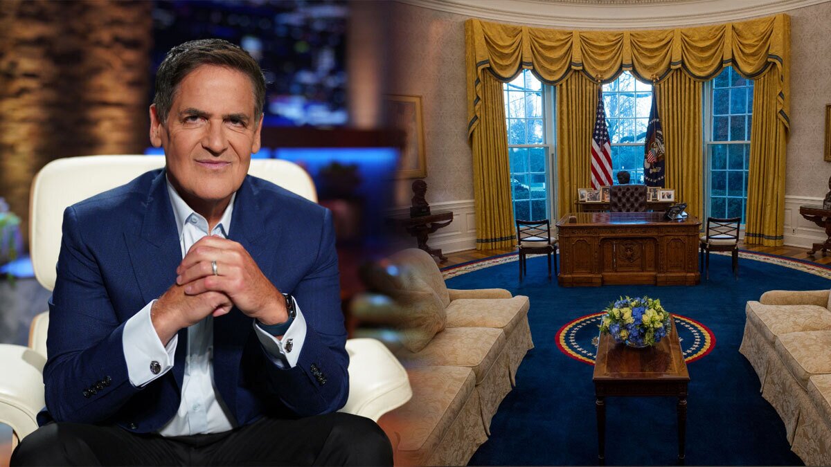 Mark Cuban on the Left and the Oval Office on the Right
