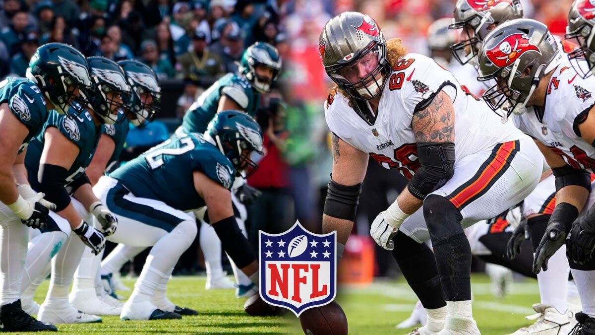 Tampa Bay Buccaneers on the Right and the Philadelphia Eagles on teh Left