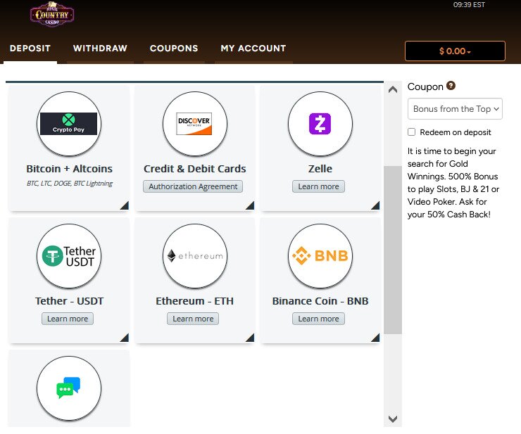High Country Casino Deposit