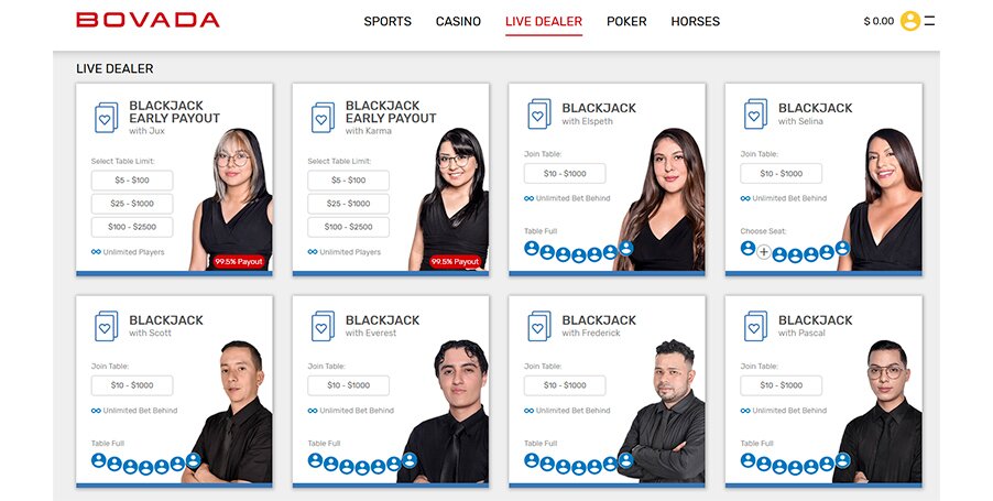 Bovada Live Dealer