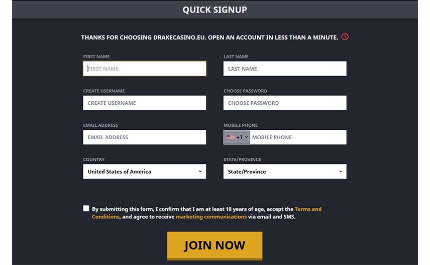 Drake Casino Sign Up