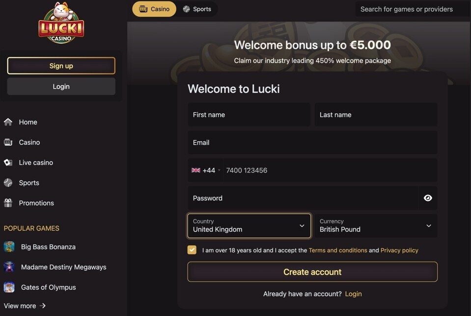 lucki casino sign up