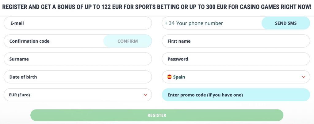 22bet signup