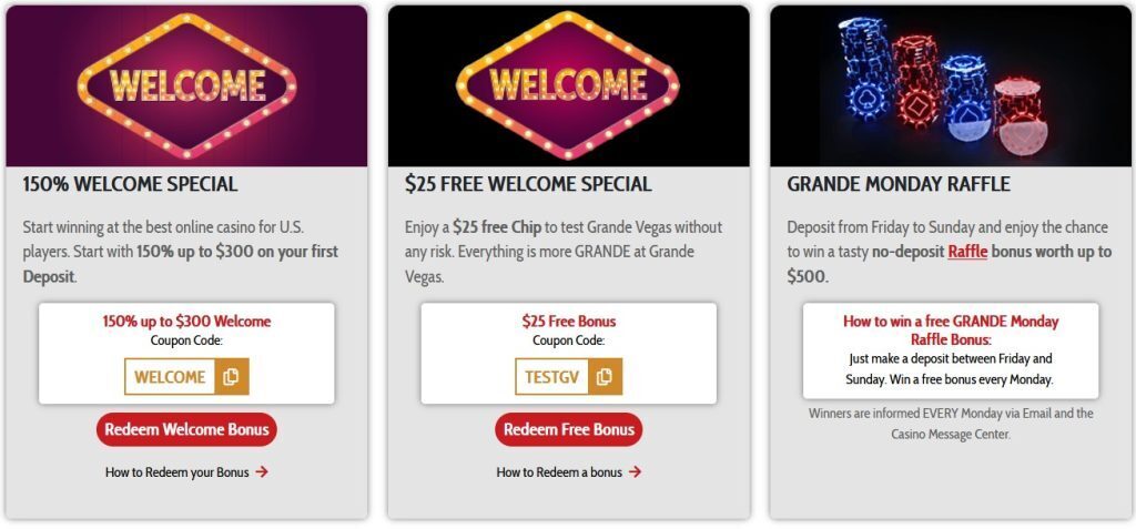 grande vegas bonuses