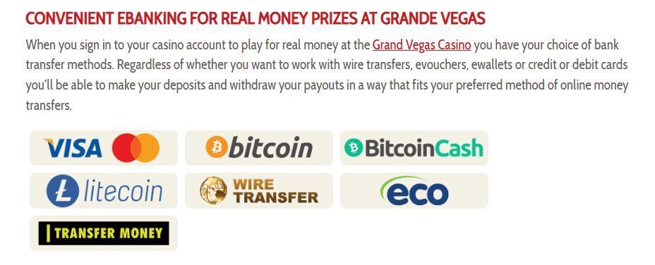 grande vegas casino banking