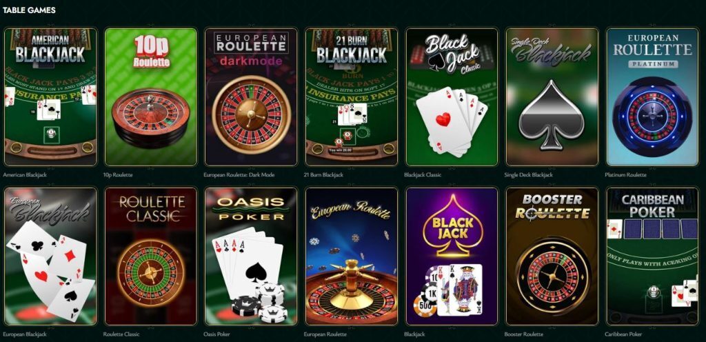 cashed table games