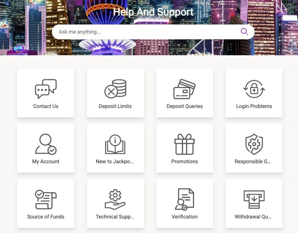 jackpot city support