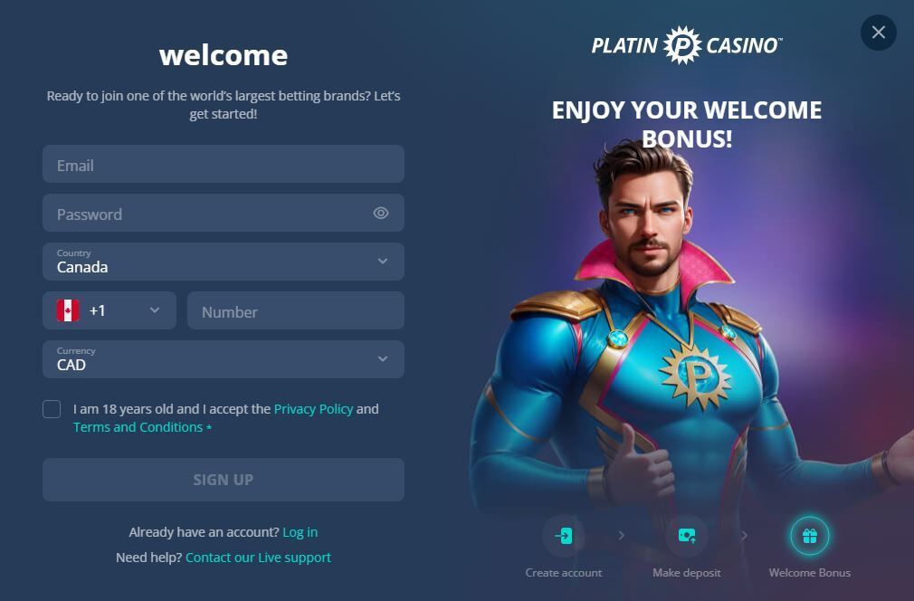 platincasino signup