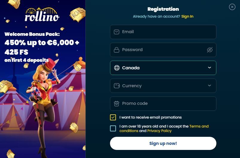 rollino sign up