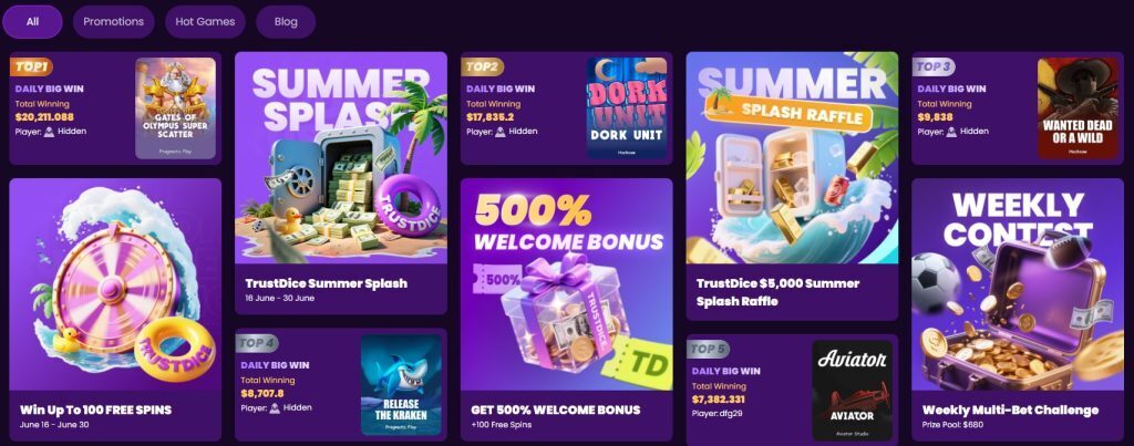 trust dice promotions