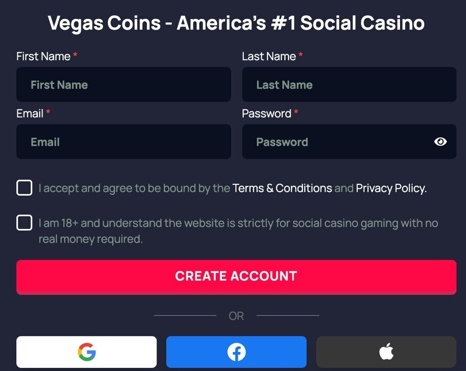 vegas coins sign up