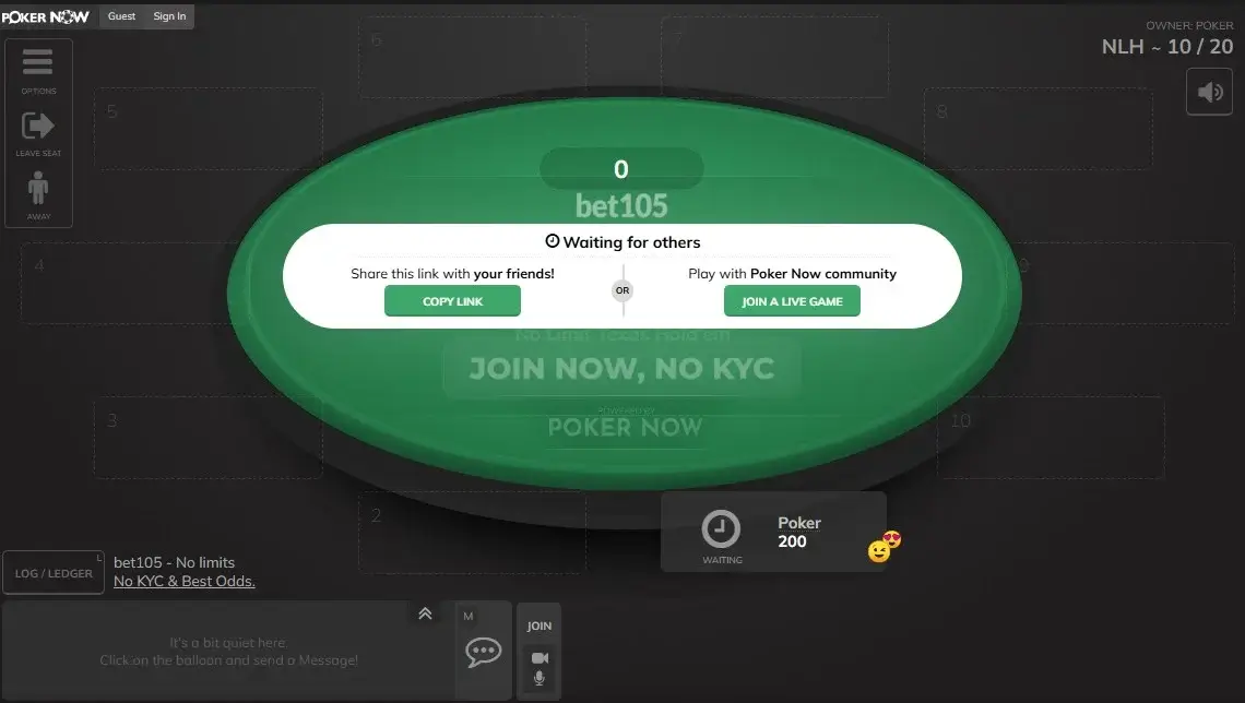 Poker now game table