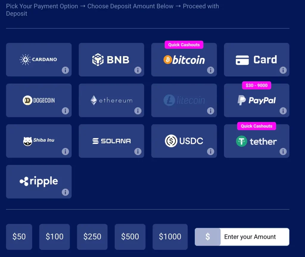 Voltage Bet casino Deposit options