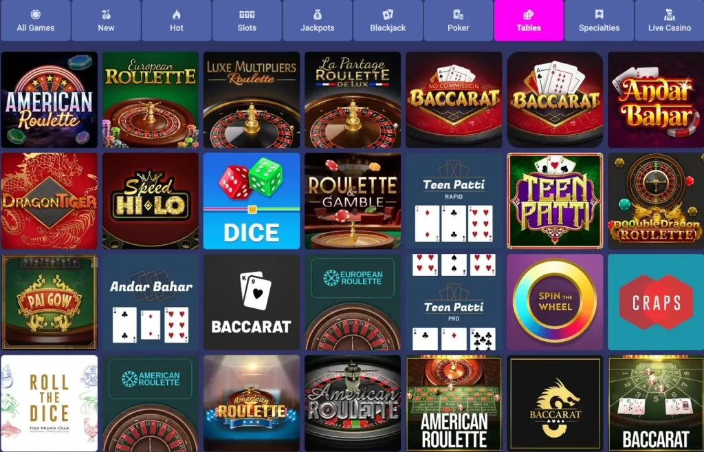 voltage bet table games