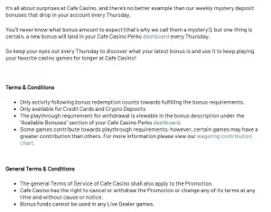 cafe casino bonus terms and conditions