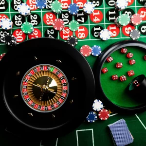 various casino games on a table