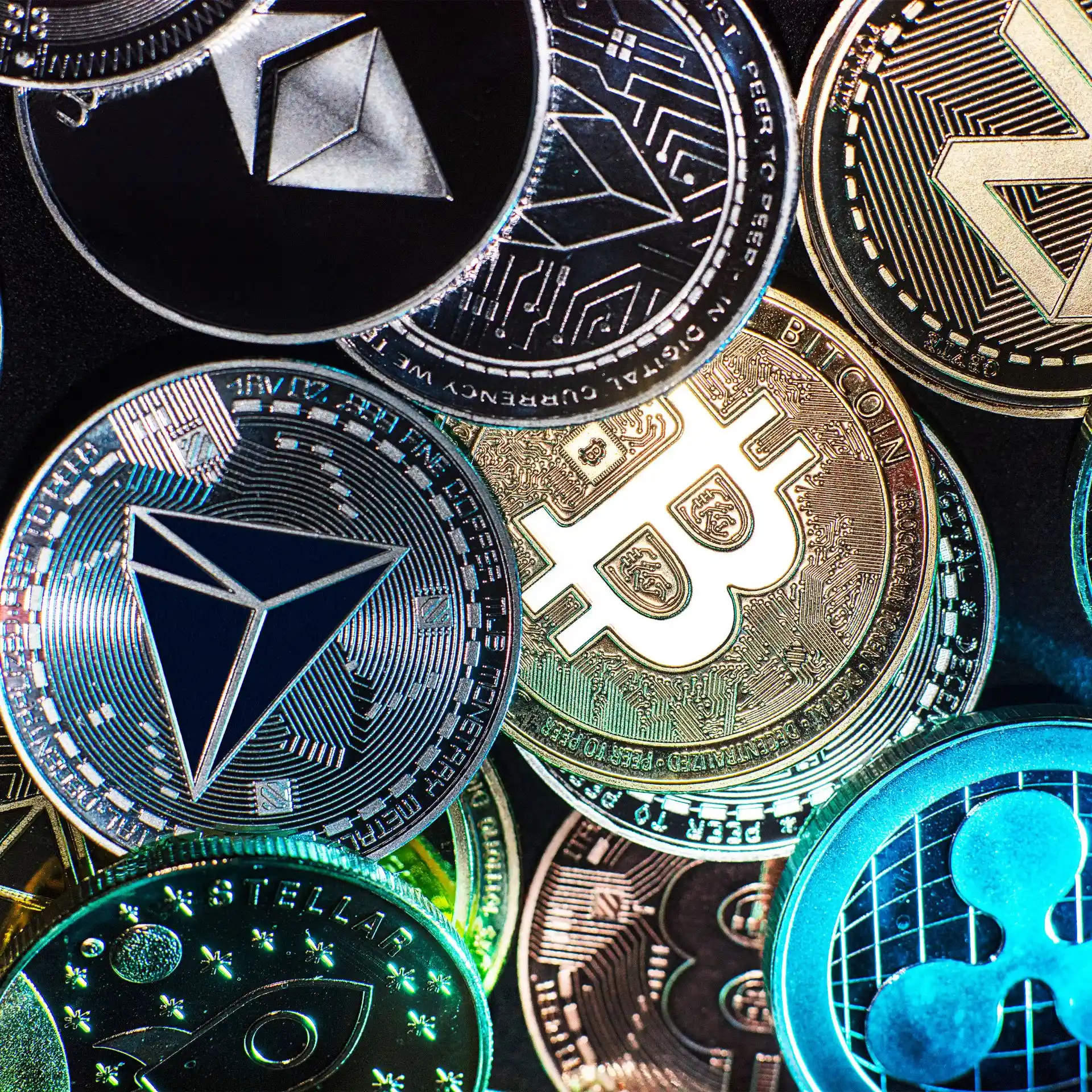 various meta coins representing cryptocurrencies