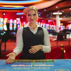 woman dealer at casino table