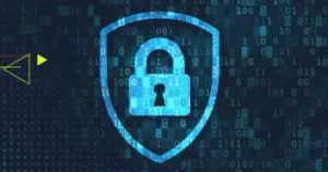 blue badge with lock inside