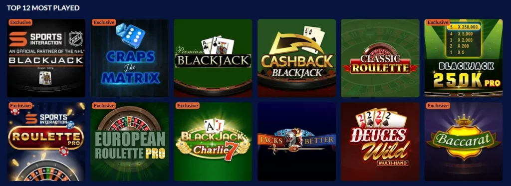 sports interaction table games