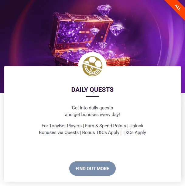 tonybet daily quest 1