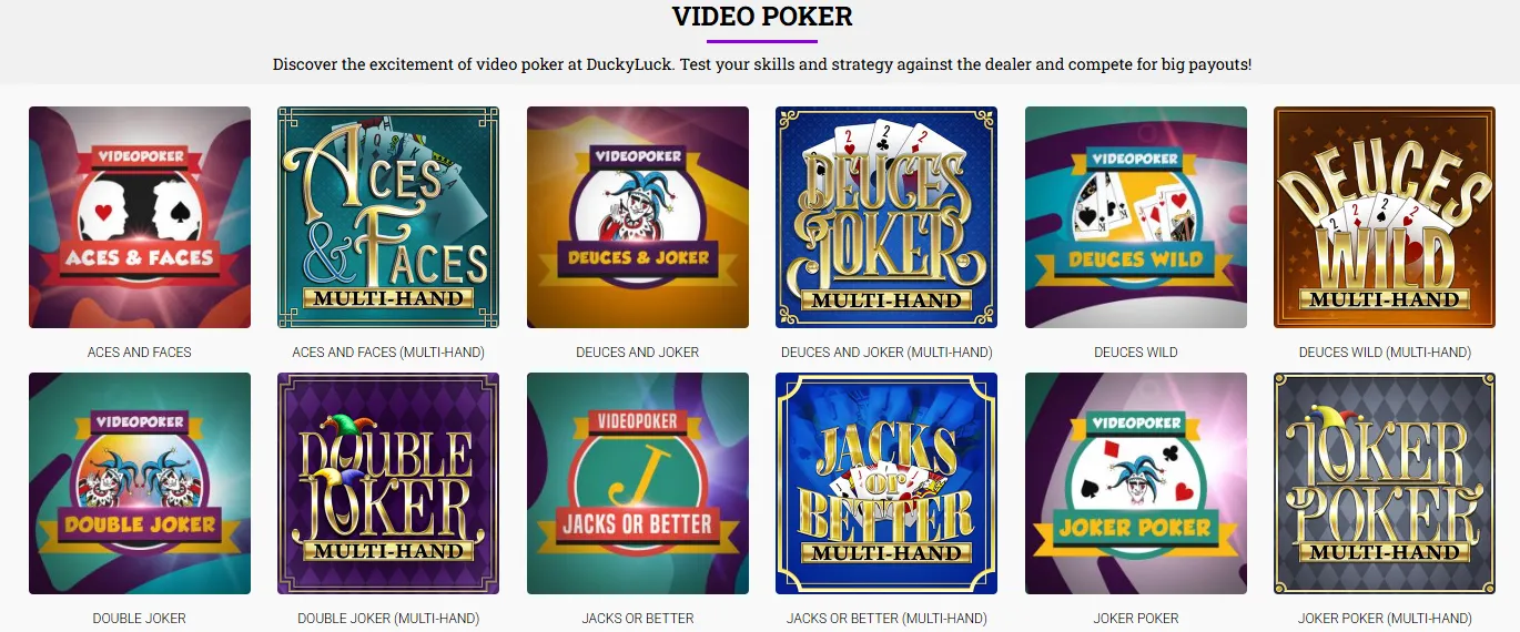 duckyluck video poker 7