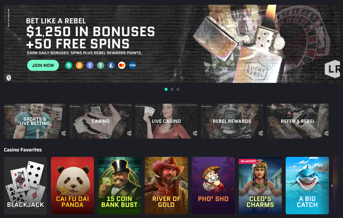 lucky rebel homepage 1