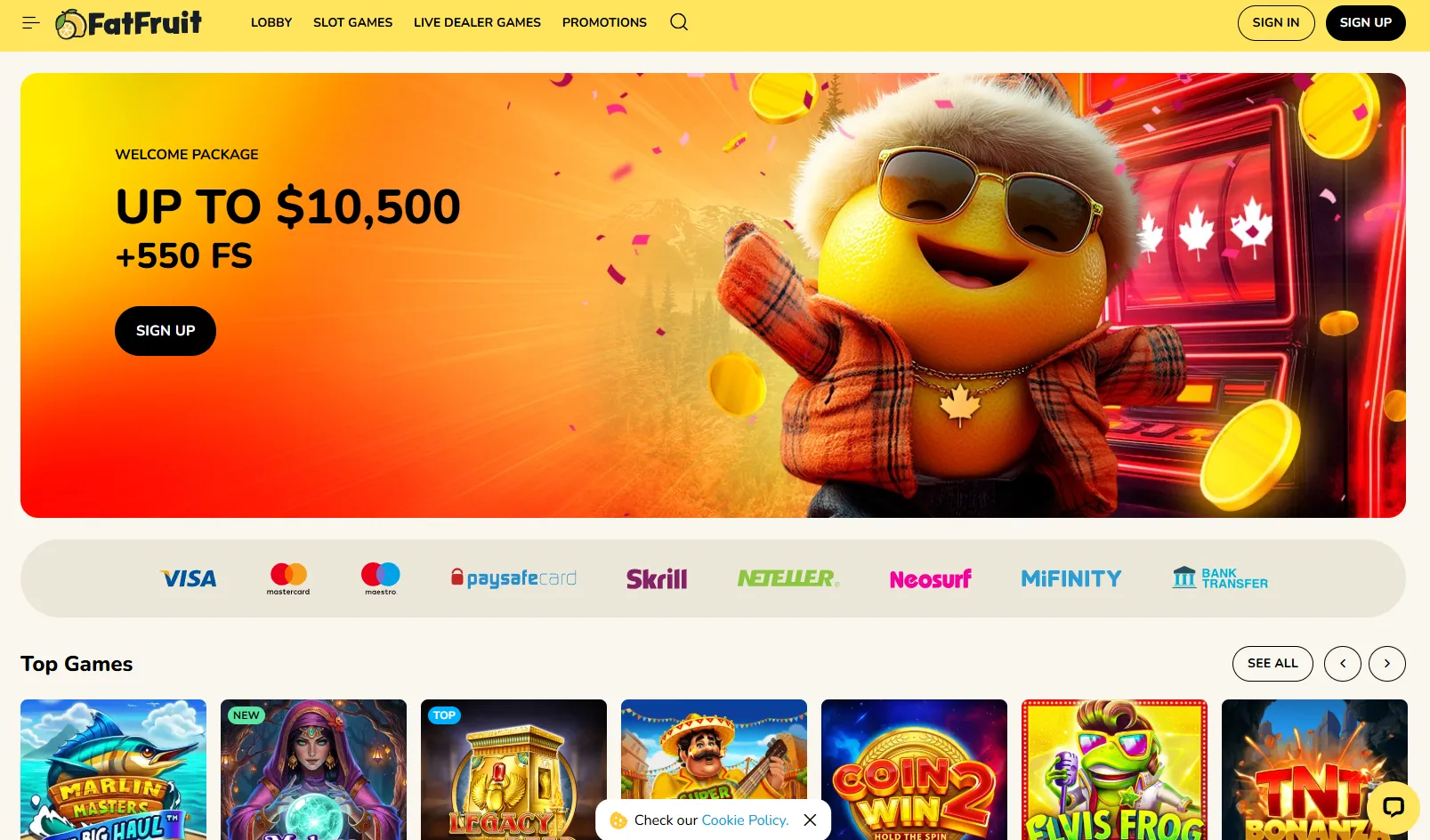 FatFruit casino homepage 1