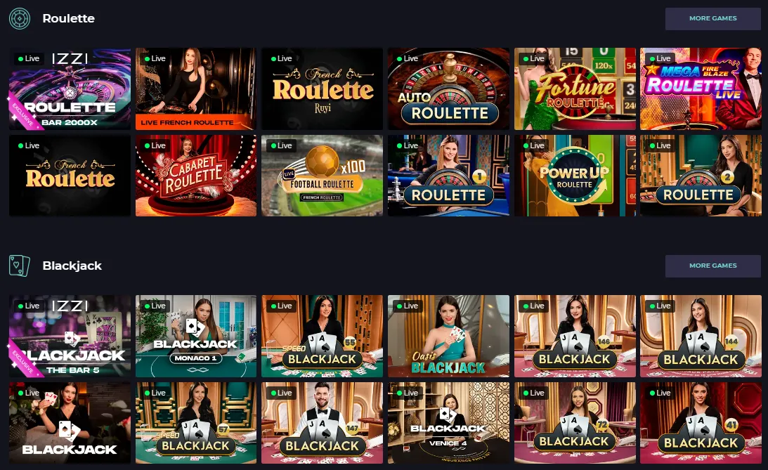 IZZI Casino live dealer 1