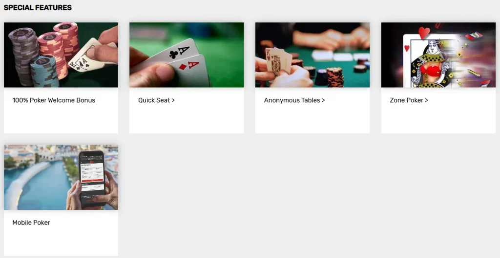 bovada poker features