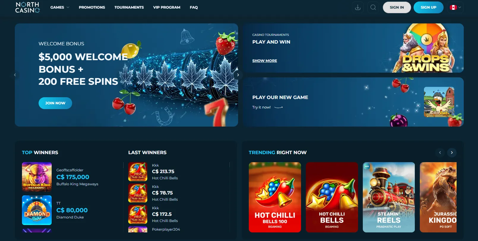 north casino homepage 1