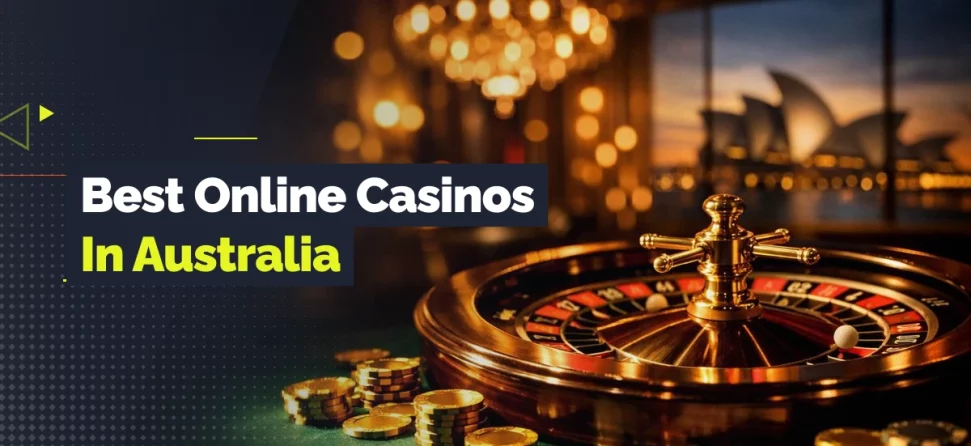 Banner showing a roulette wheel and casino chips with Sydney Opera House in the background, alongside the text “Best Online Casinos in Australia.
