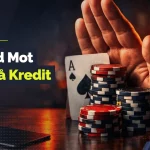 Hand som stoppar en hög med pokerchips framför ett ess i spader, med texten “Förbud mot spel på kredit” i förgrunden.