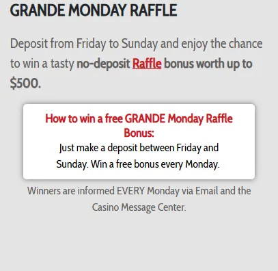 Grande Vegas Casino raffle 2